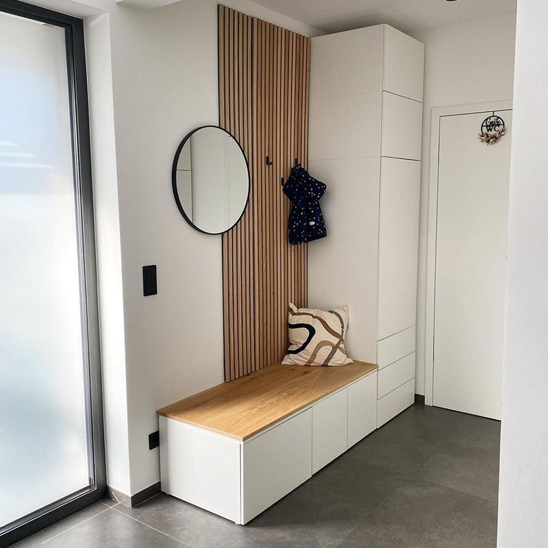 Akupanel Design Dřevěné akustické nástěnné panely 3D model Zvukově izolační dřevěné lamely pro domácí použití Hotel Škola Kino Nemocnice